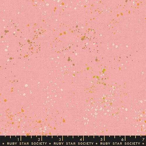 A closeup shot of the canvas fabric pattern called Speckled, designed by Rashida Coleman Hale, in the Balmy colorway. The SKU is RS11177 116L