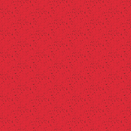 A closeup shot of the quilting fabric pattern called Splatter, designed by Josephine Kimberling, in the red colorway. The SKU is 91063-24.