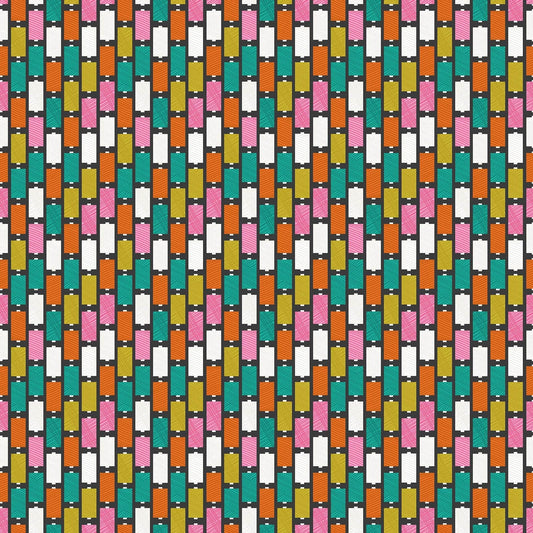 Spools in Black quilting fabric, part of the Bits & Bobs fabric collection by Sarah Hearts (SKU: 91264-99)