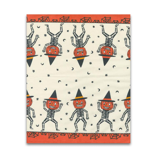 PREORDER - Classic Retro Holiday - Pumpkin Dance Skeleton - 16" Toweling - 920 311 - Half Yard
