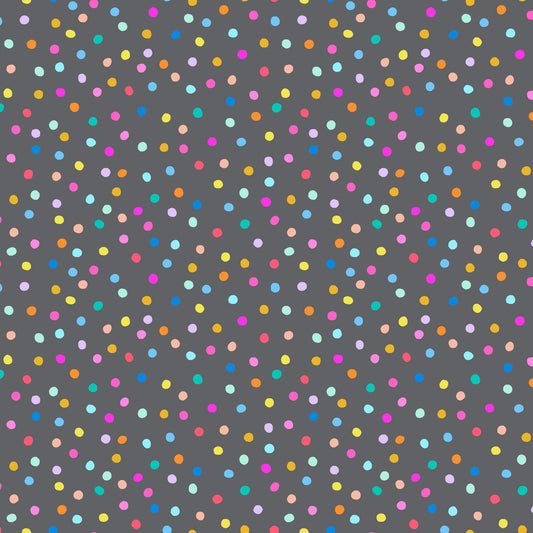 A closeup shot of the quilting fabric pattern called Pompoms, designed by Ghazal Razavi. The SKU is 92090-95.