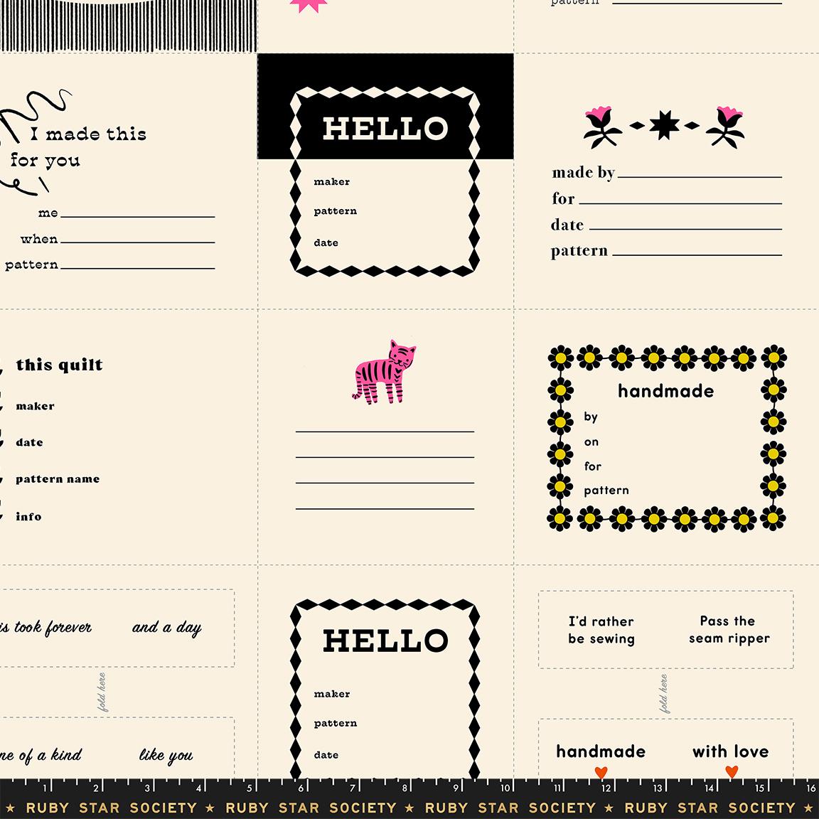 1 800 Calico - Thanks I Made This Panel in Black - Alexia Abegg - RS4165 14 - Half Yard (Preorder)
