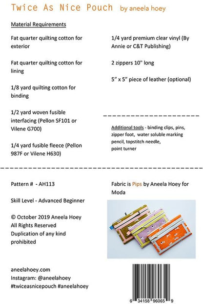 Twice as Nice - Sewing Pattern - Aneela Hoey - Paper Pattern