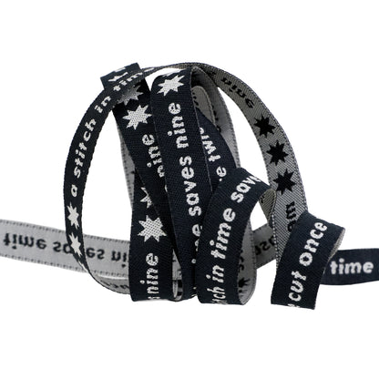 Catnap - Measure Twice in Black - 3/8" width - by Alexia Abegg - One Yard