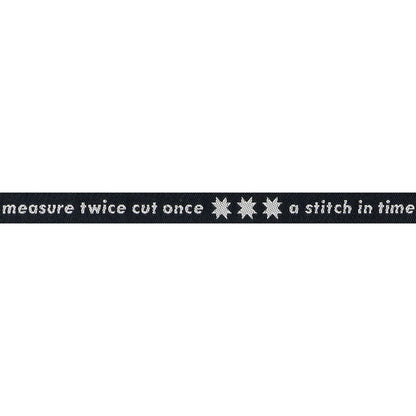Catnap - Measure Twice in Black - 3/8" width - by Alexia Abegg - One Yard