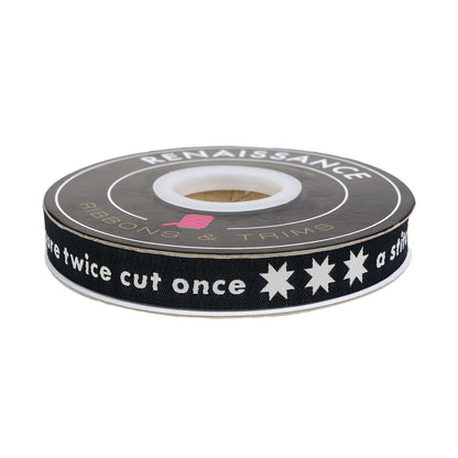 Catnap - Measure Twice in Black - 5/8" width - by Alexia Abegg - One Yard