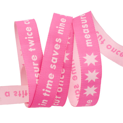Catnap - Measure Twice in Neon Pink - 5/8" width - by Alexia Abegg - One Yard