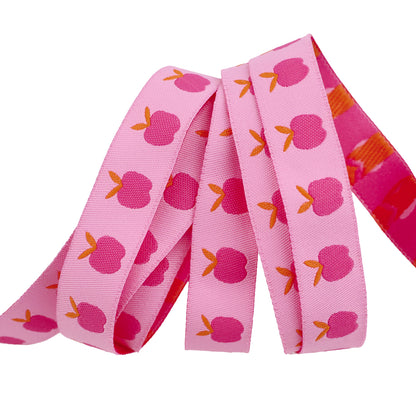 Catnap - Apples in Pink - 5/8" width - by Alexia Abegg - One Yard