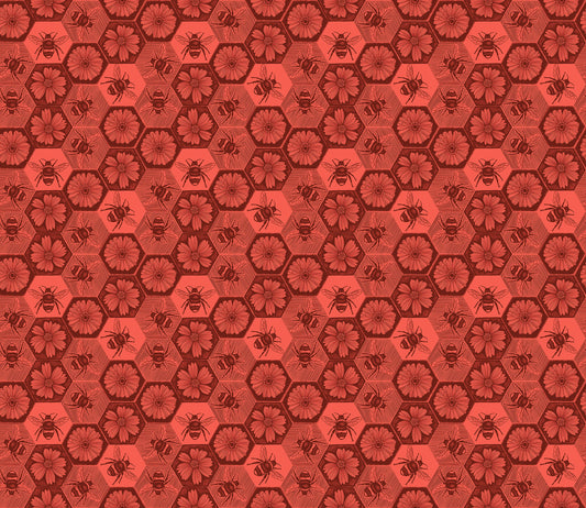 Busy in Coral quilting fabric, part of the Indelible Ink fabric collection by Anna Maria Textiles (SKU: AMT1005-38V)