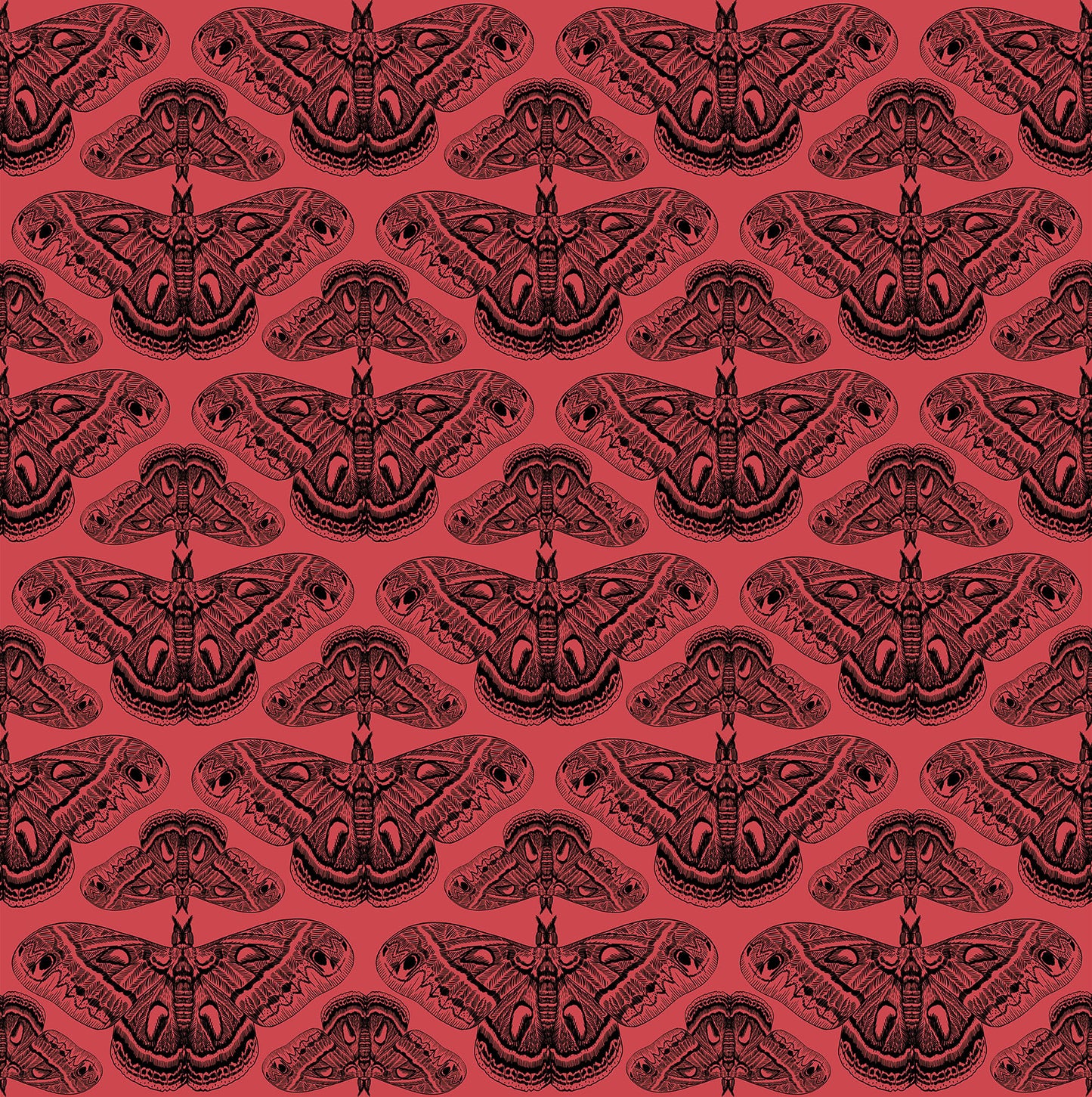 Cecropia in Guava quilting fabric, part of the Indelible Ink fabric collection by Anna Maria Textiles (SKU: AMT1008-23L)