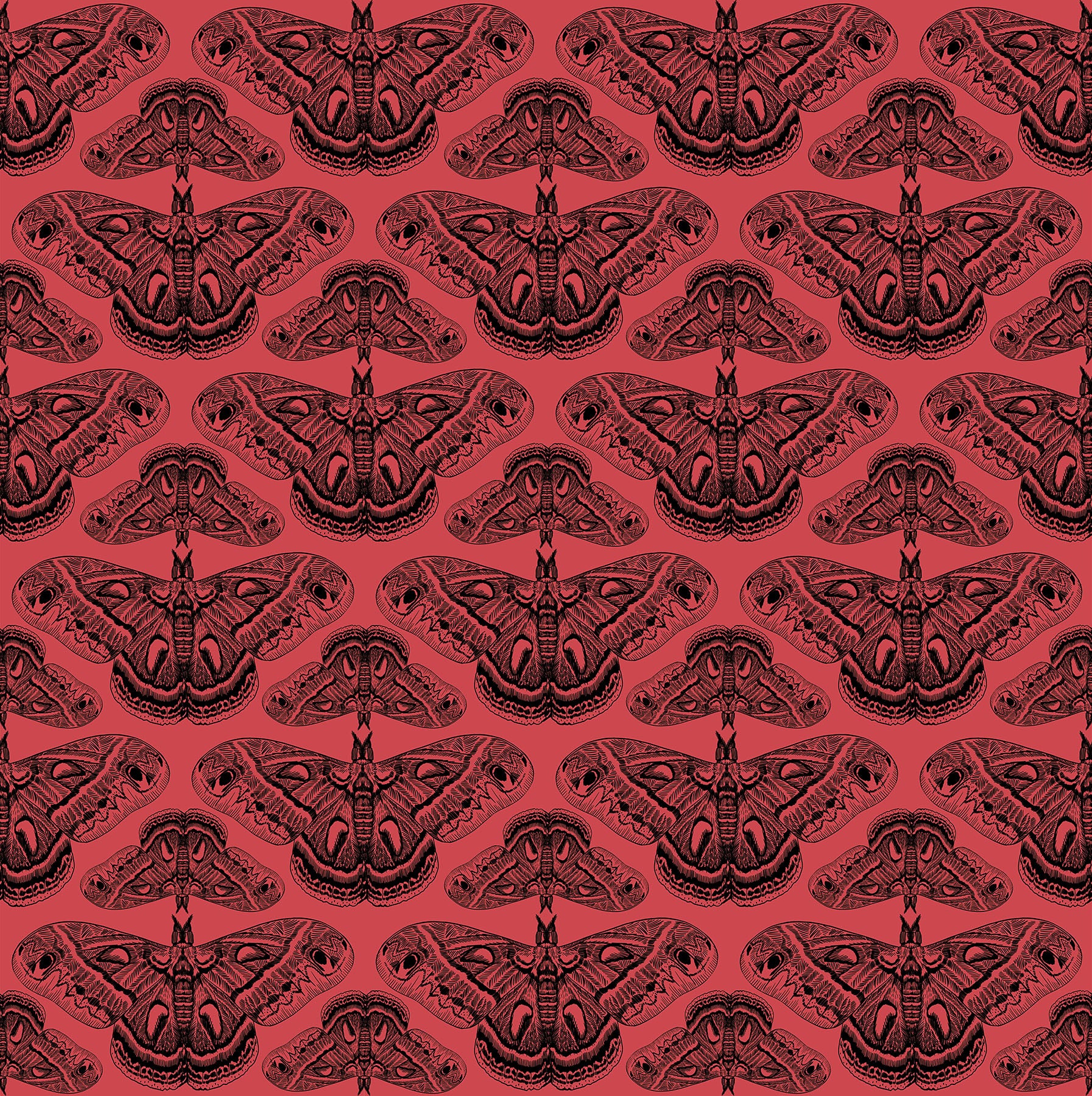 Cecropia in Guava quilting fabric, part of the Indelible Ink fabric collection by Anna Maria Textiles (SKU: AMT1008-23L)