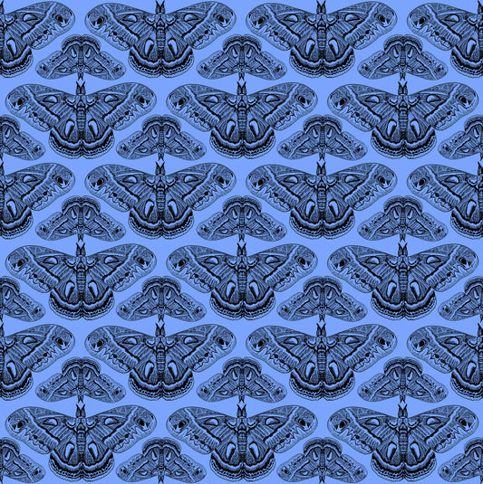 Cecropia in Cerulean quilting fabric, part of the Indelible Ink fabric collection by Anna Maria Textiles (SKU: AMT1008-45C)