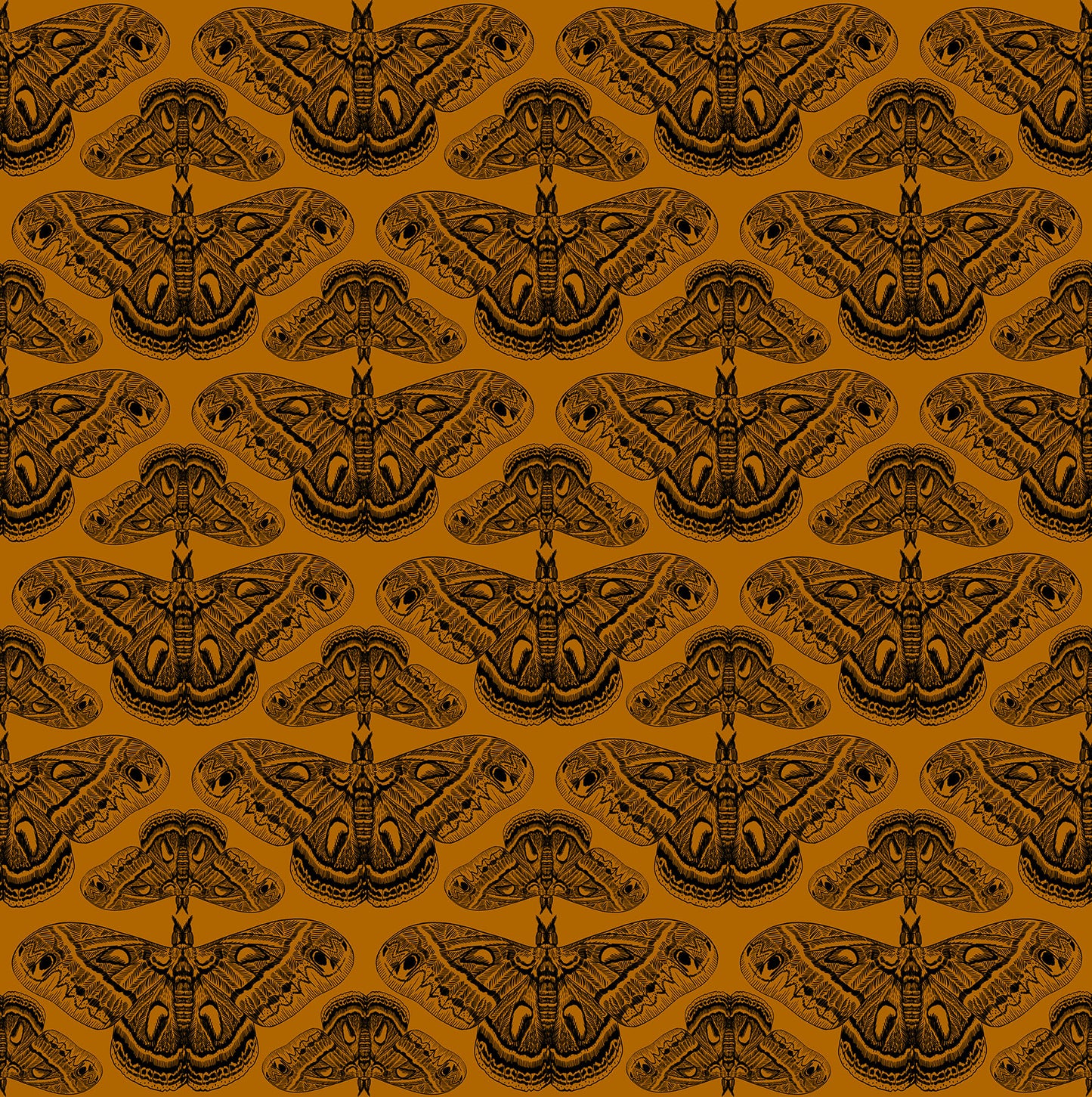 Cecropia in Saffron quilting fabric, part of the Indelible Ink fabric collection by Anna Maria Textiles (SKU: AMT1008-55V)