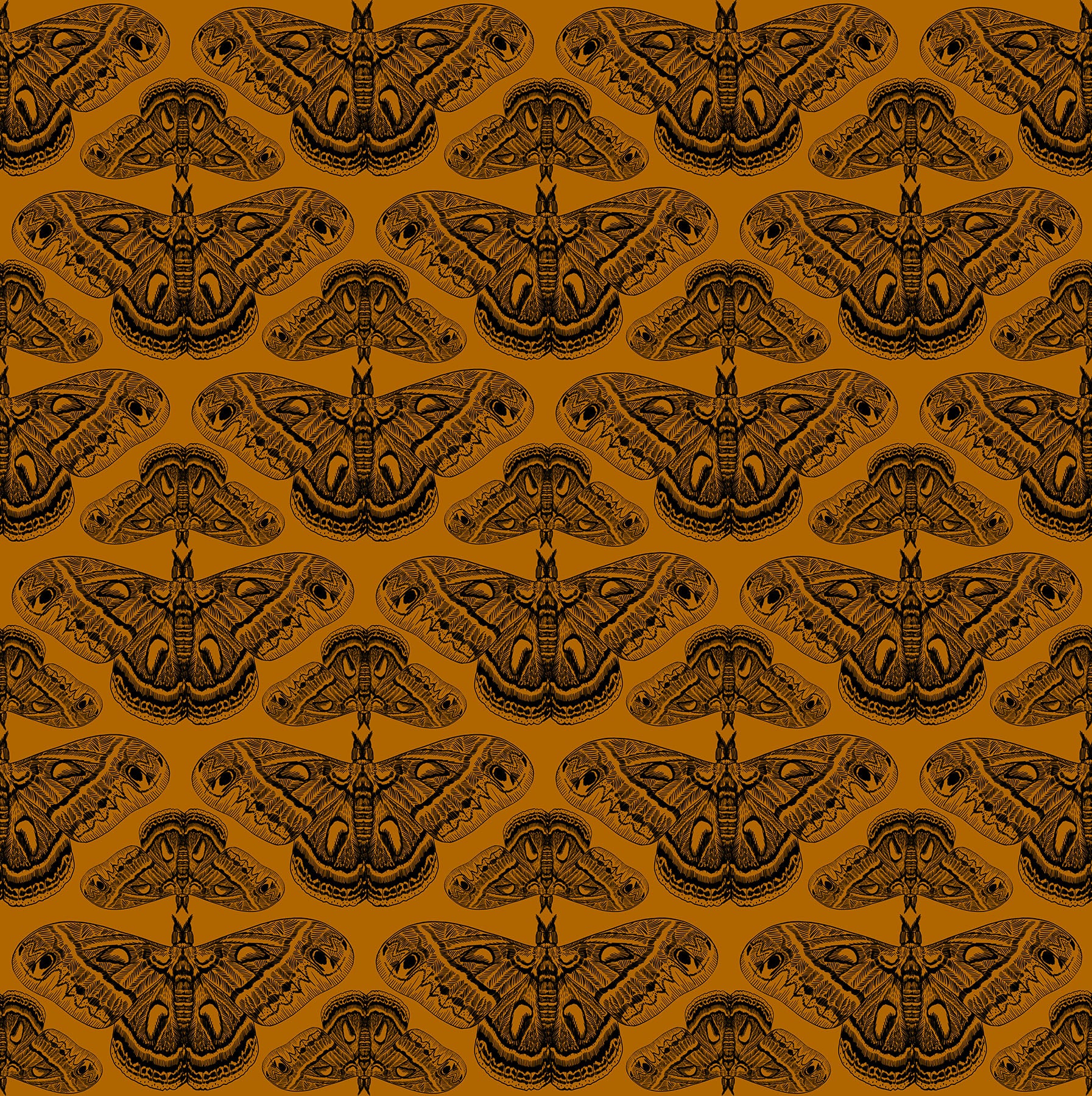 Cecropia in Saffron quilting fabric, part of the Indelible Ink fabric collection by Anna Maria Textiles (SKU: AMT1008-55V)
