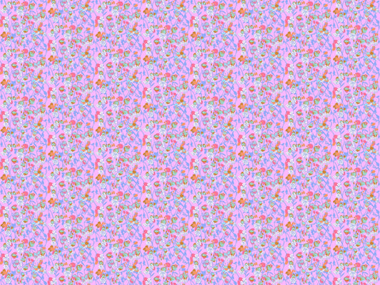 A closeup shot of the quilting fabric pattern called Silene, designed by Anna Maria Horner, in the periwinkle colorway. The SKU is AMT127-83C.