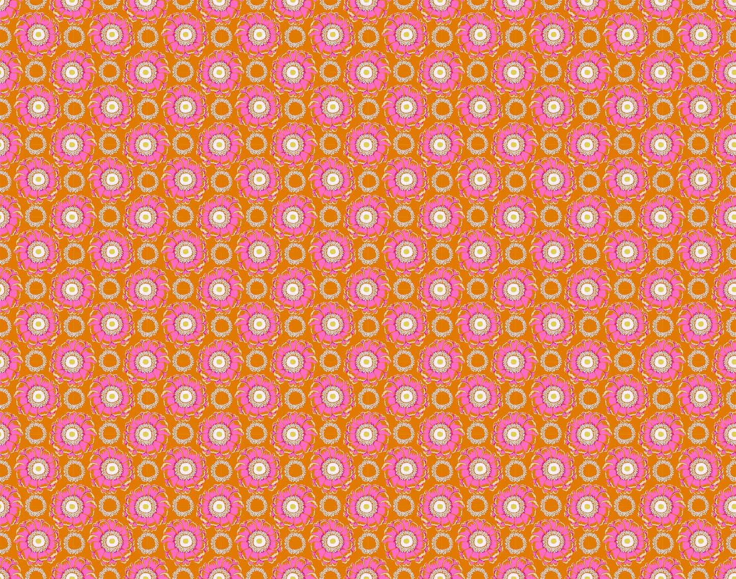 A closeup shot of the quilting fabric pattern called Whirling, designed by Anna Maria Horner, in the toast colorway. The SKU is AMT129-58C.