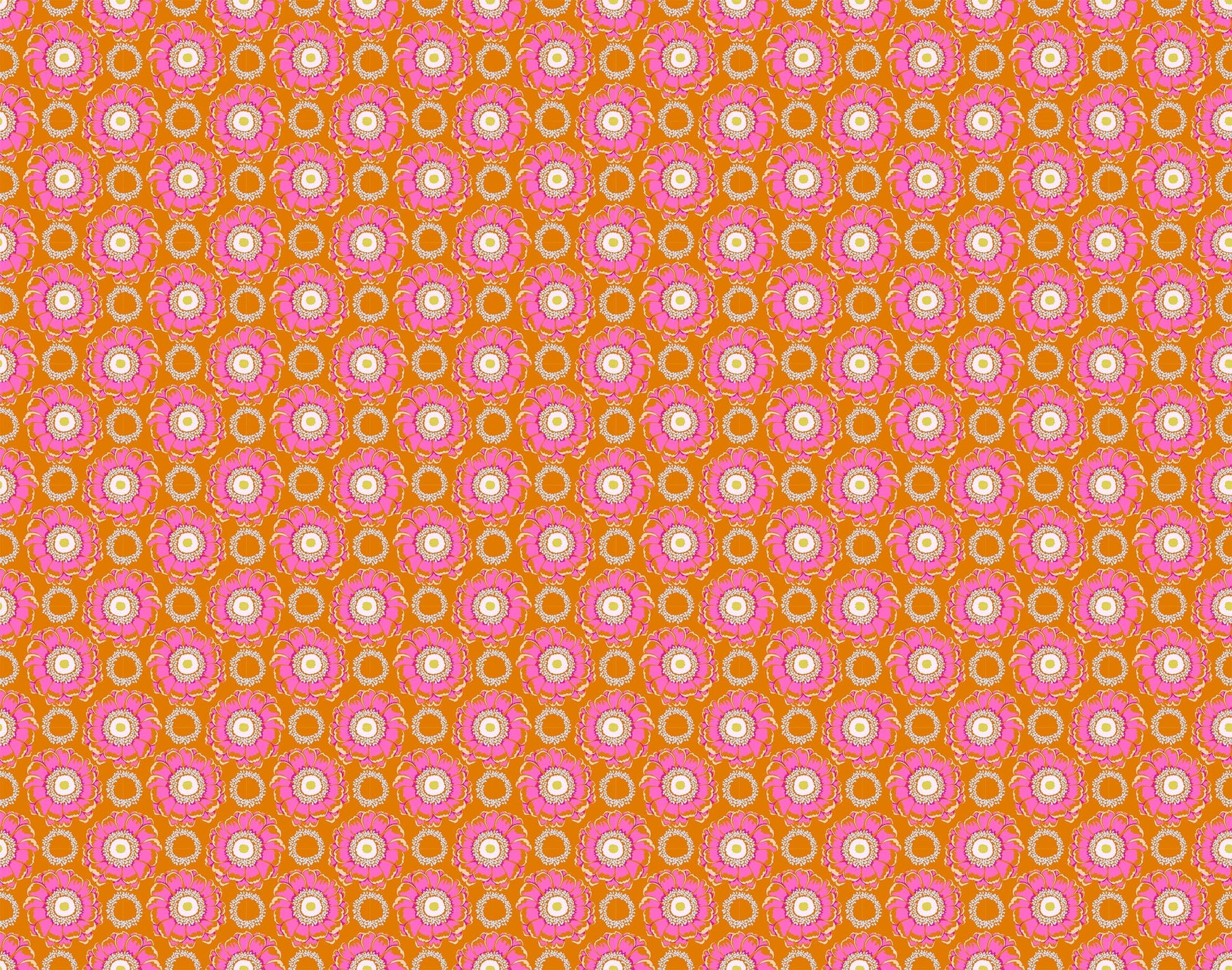 A closeup shot of the quilting fabric pattern called Whirling, designed by Anna Maria Horner, in the toast colorway. The SKU is AMT129-58C.