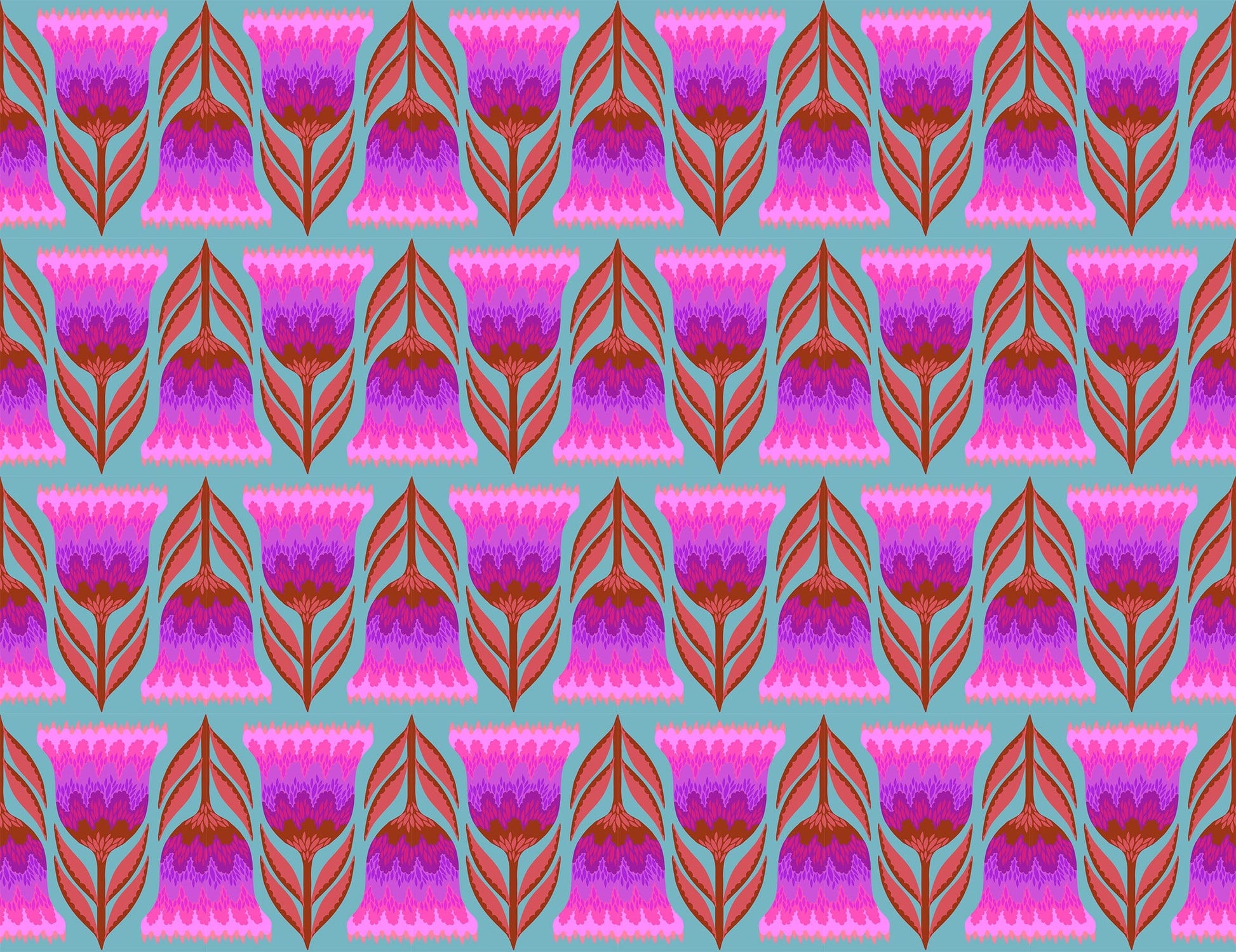 A closeup shot of the quilting fabric pattern called Celosia, designed by Anna Maria Horner, in the amber colorway. The SKU is AMT130-83C.