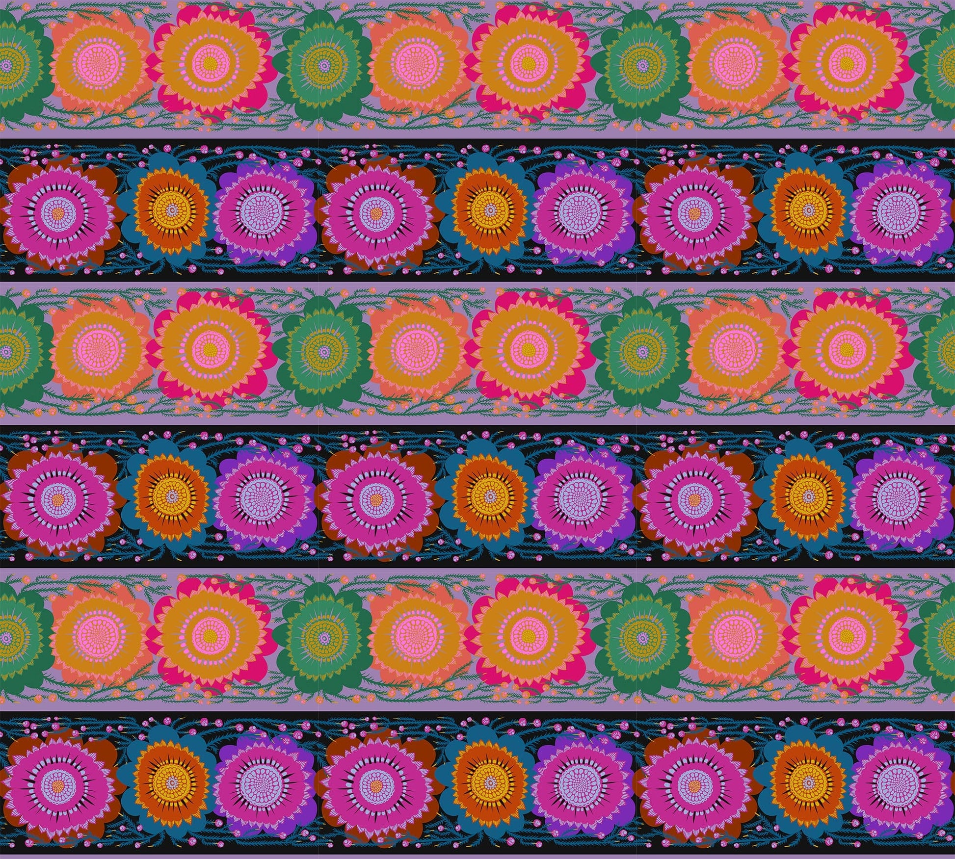 A closeup shot of the quilting fabric pattern called Line Dance, designed by Anna Maria Parry, in the moonlight colorway. The SKU is AMT135-84L.