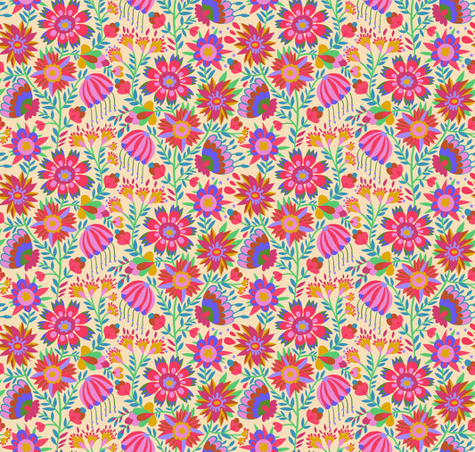 Charmed in Cream quilting fabric, part of the Allegory fabric collection by Anna Maria Textiles (SKU: AMT142-11C)