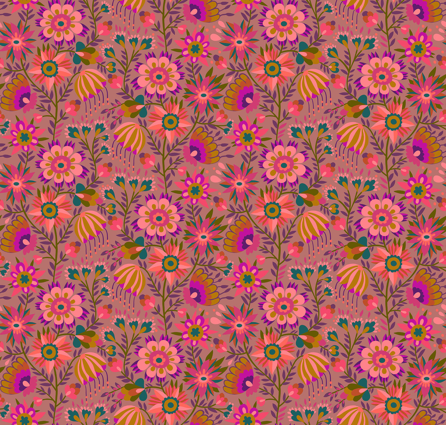 Charmed in Rose quilting fabric, part of the Allegory fabric collection by Anna Maria Textiles (SKU: AMT142-20V)