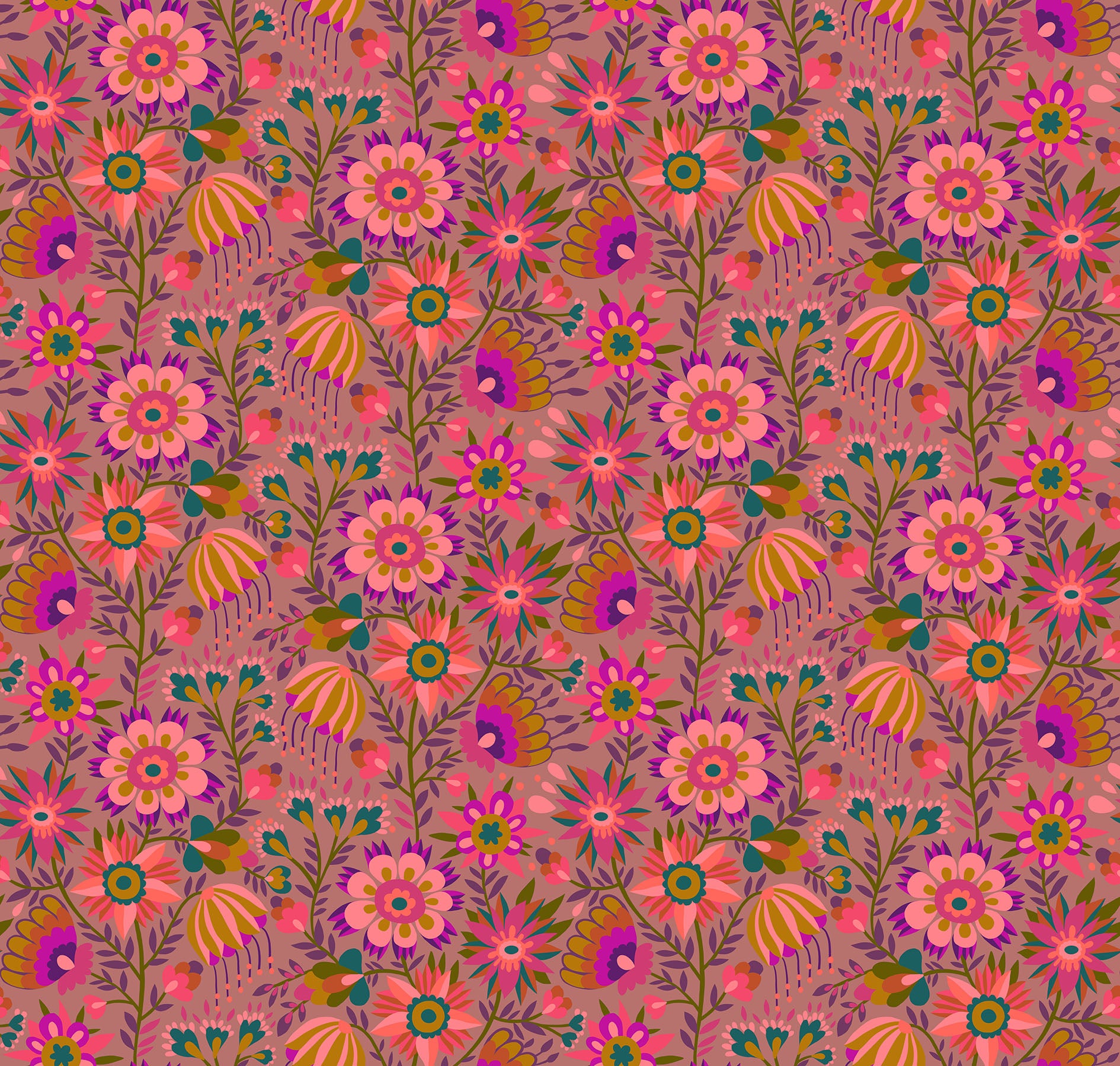 Charmed in Rose quilting fabric, part of the Allegory fabric collection by Anna Maria Textiles (SKU: AMT142-20V)