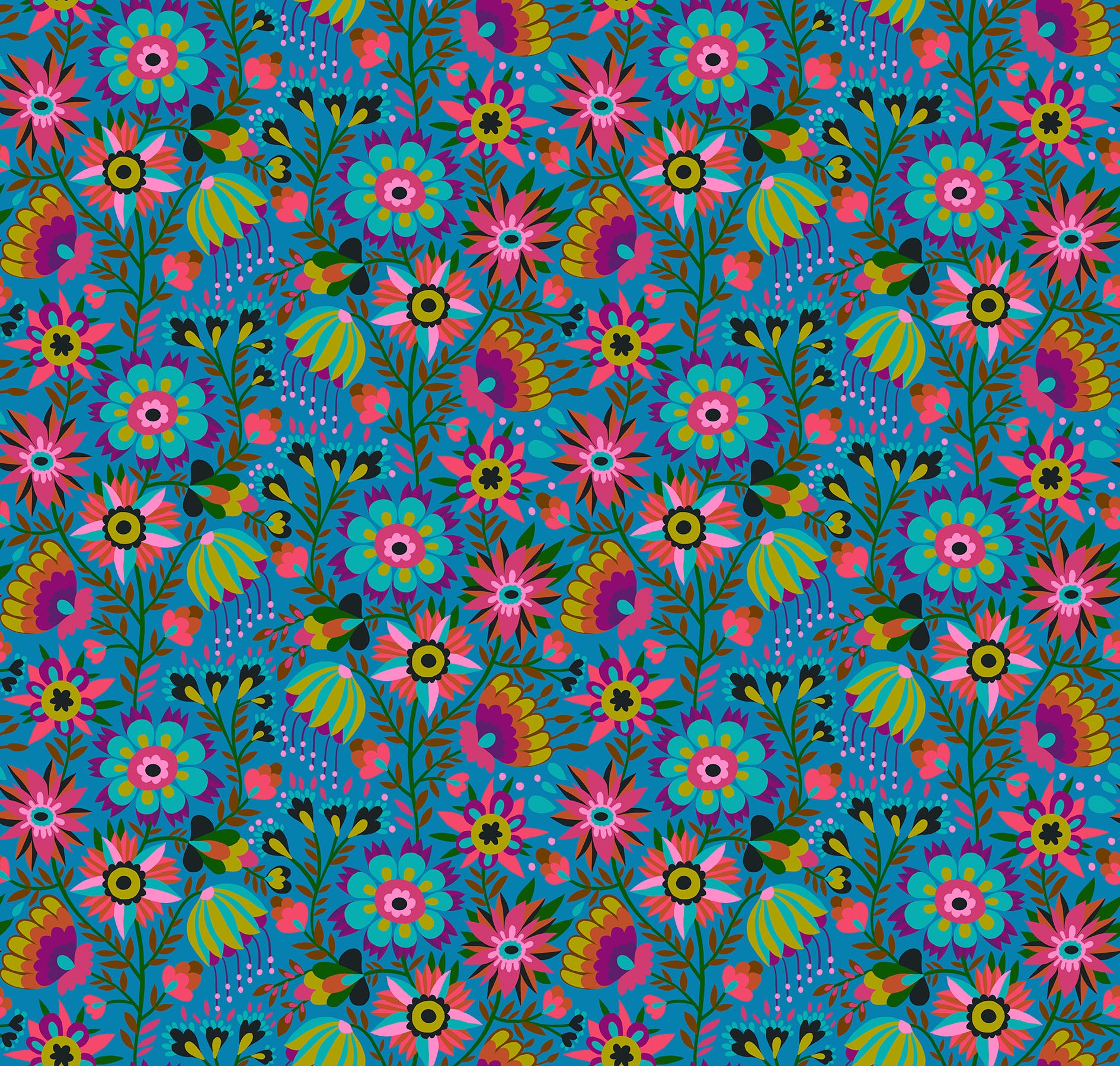 Charmed in Azul quilting fabric, part of the Allegory fabric collection by Anna Maria Textiles (SKU: AMT142-42L)