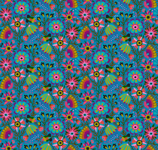 Charmed in Azul quilting fabric, part of the Allegory fabric collection by Anna Maria Textiles (SKU: AMT142-42L)
