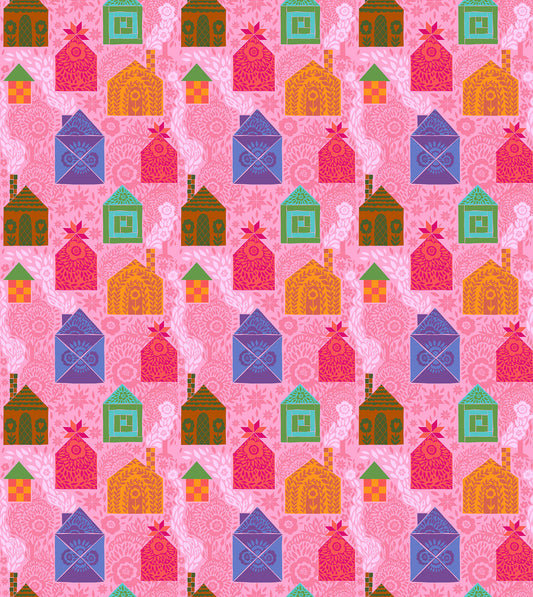 Storybook in Bubblegum quilting fabric, part of the Allegory fabric collection by Anna Maria Textiles (SKU: AMT146-20C)