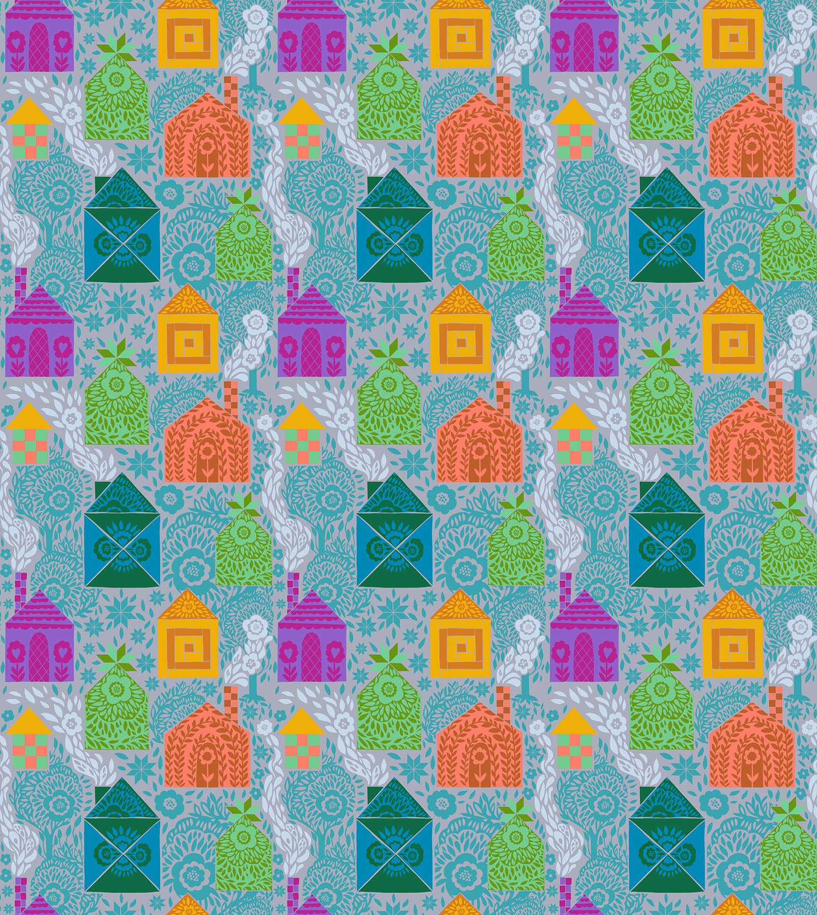 Storybook in Pigeon quilting fabric, part of the Allegory fabric collection by Anna Maria Textiles (SKU: AMT146-47V)