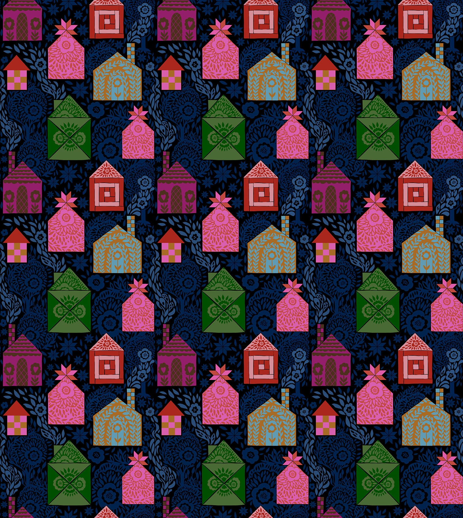 Storybook in Dark quilting fabric, part of the Allegory fabric collection by Anna Maria Textiles (SKU: AMT146-49L)