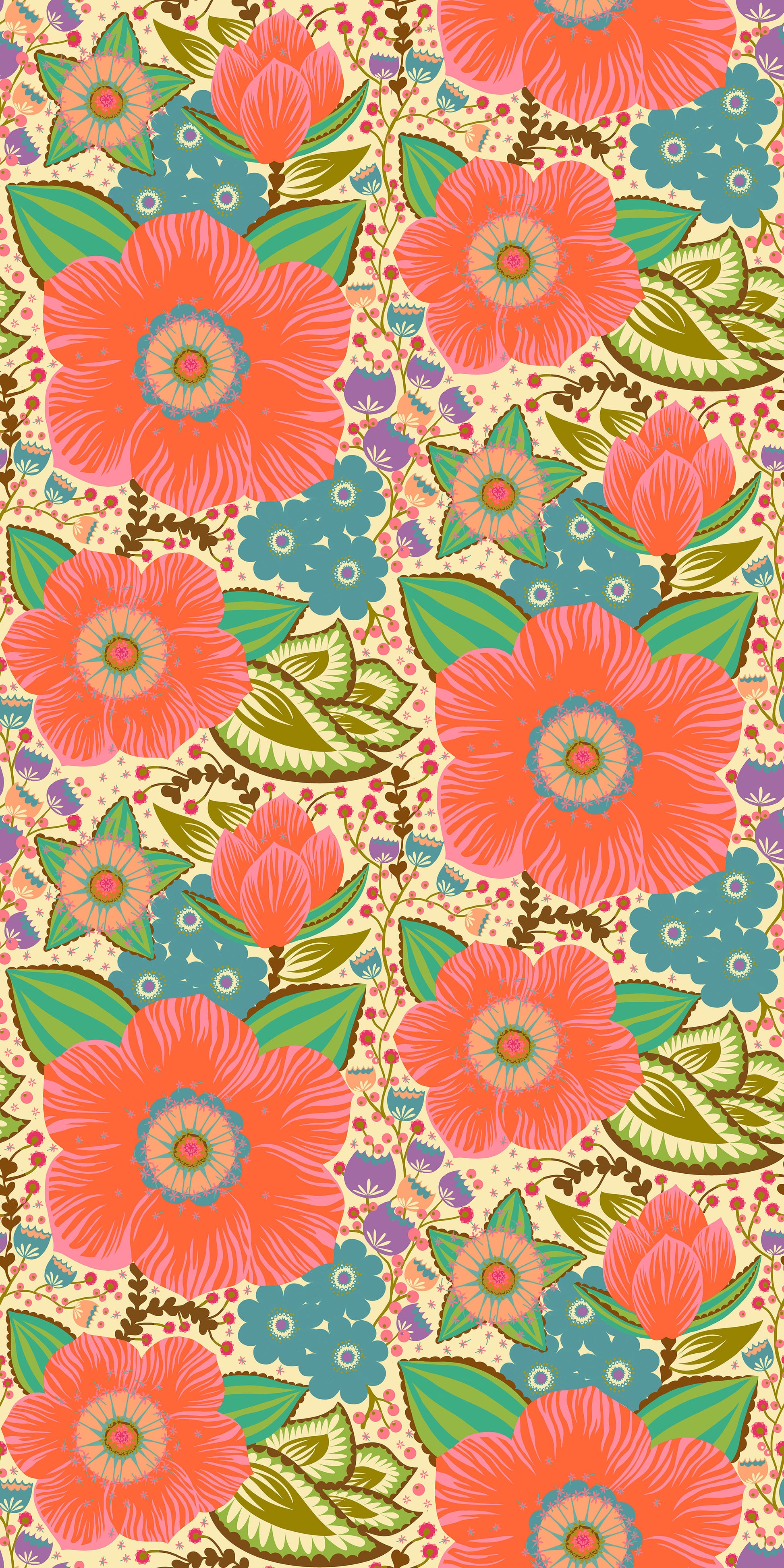 Honorable in Coral quilting fabric, part of the Overdressed fabric collection by Anna Maria Textiles (SKU: AMT149-12V)