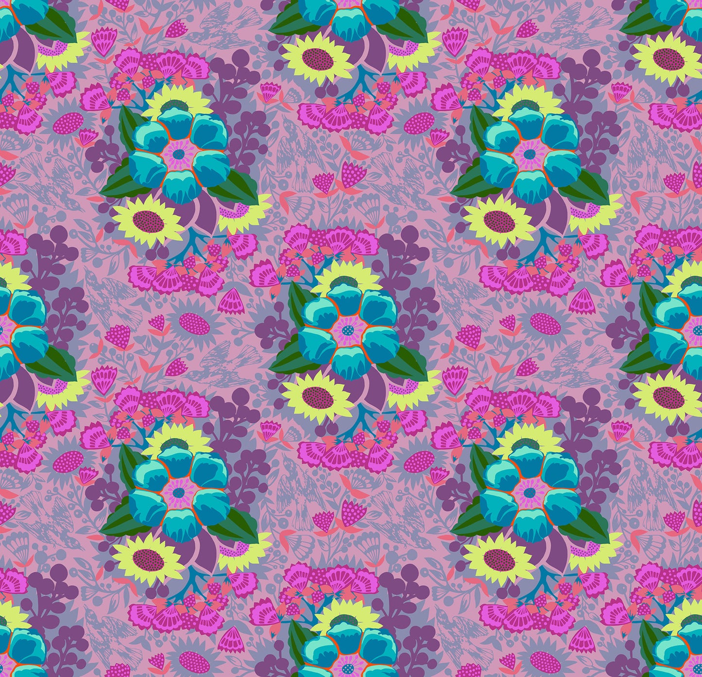 Centerpiece in Grape quilting fabric, part of the Overdressed fabric collection by Anna Maria Textiles (SKU: AMT150-83V)