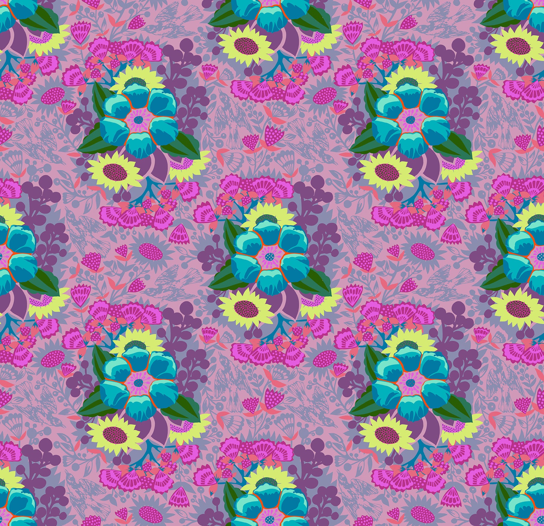 Centerpiece in Grape quilting fabric, part of the Overdressed fabric collection by Anna Maria Textiles (SKU: AMT150-83V)
