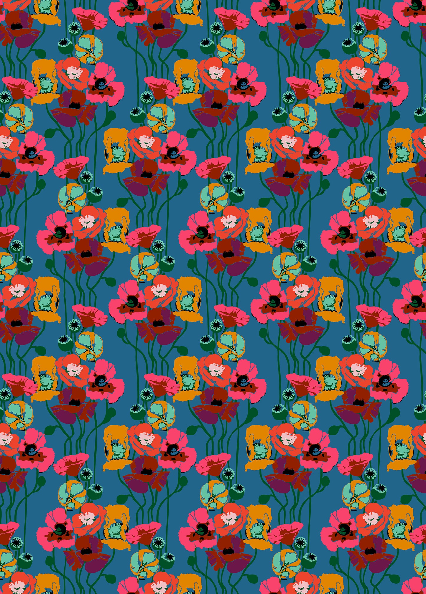 Pouring Poppies in Paint quilting fabric, part of the Overdressed fabric collection by Anna Maria Textiles (SKU: AMT151-47L)