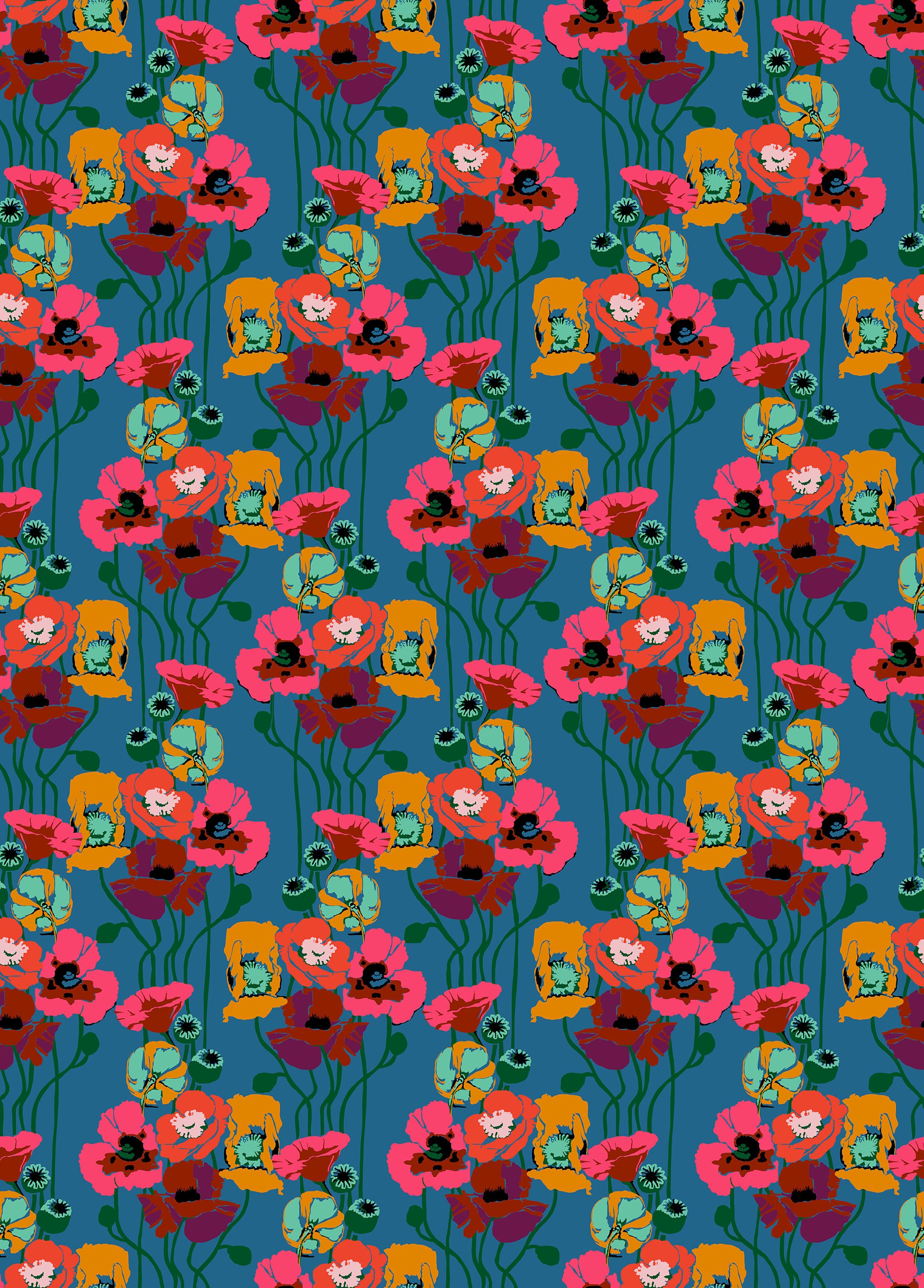 Pouring Poppies in Paint quilting fabric, part of the Overdressed fabric collection by Anna Maria Textiles (SKU: AMT151-47L)