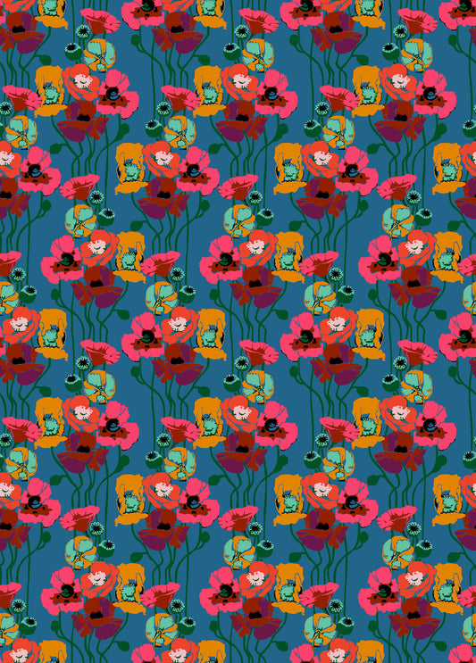 Pouring Poppies in Paint quilting fabric, part of the Overdressed fabric collection by Anna Maria Textiles (SKU: AMT151-47L)