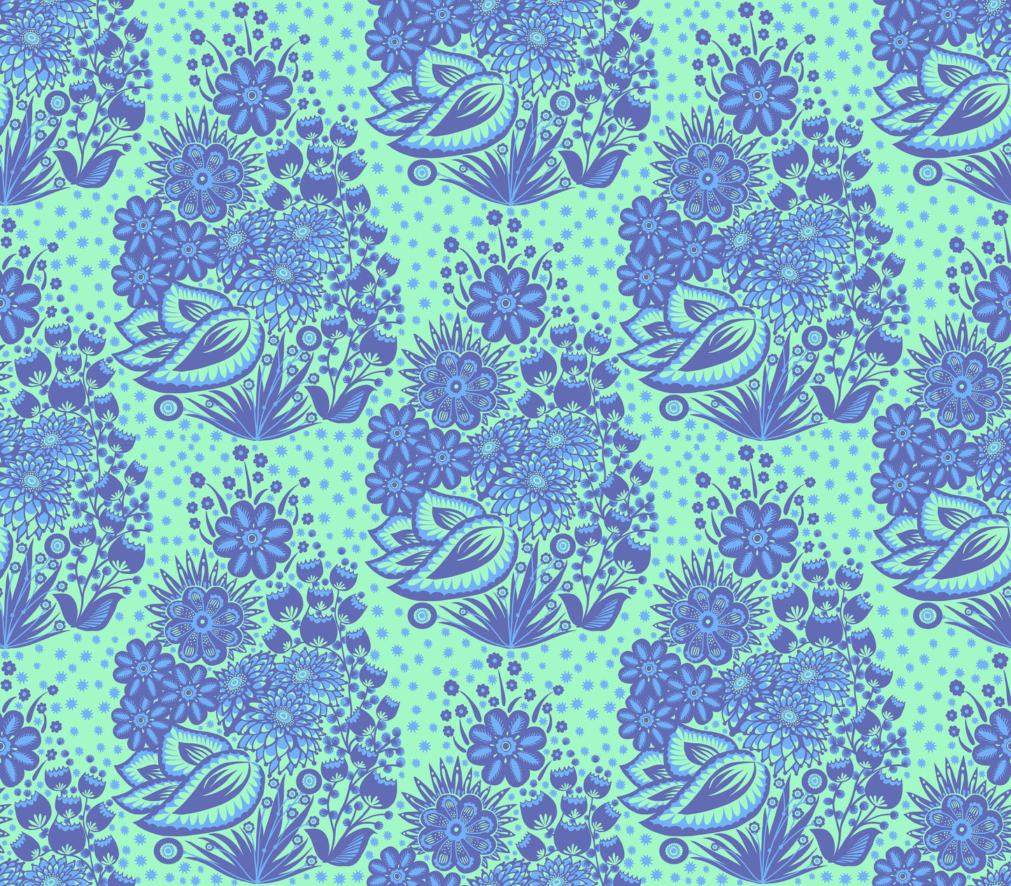 Totem in Blue quilting fabric, part of the Overdressed fabric collection by Anna Maria Textiles (SKU: AMT152-47C)