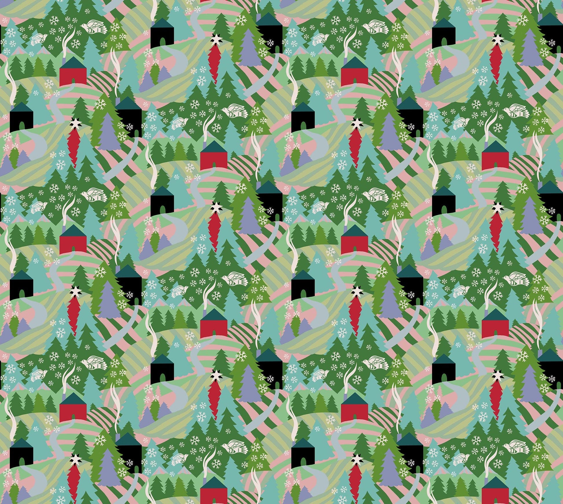 Flurry in Morning quilting fabric, part of the Cozy Christmas fabric collection by Anna Maria Parry (SKU: AMT161-72V)