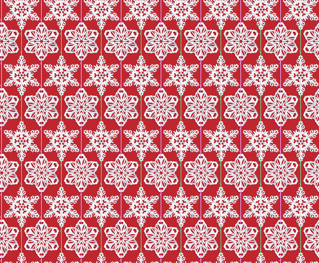 Paperflakes in Red Hot quilting fabric, part of the Cozy Christmas fabric collection by Anna Maria Parry (SKU: AMT162-25C)