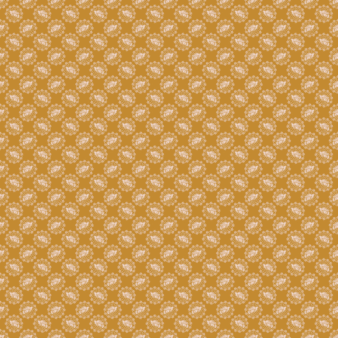 Peaceful in Honey quilting fabric, part of the Cozy Christmas fabric collection by Anna Maria Parry (SKU:AMT163-55V)