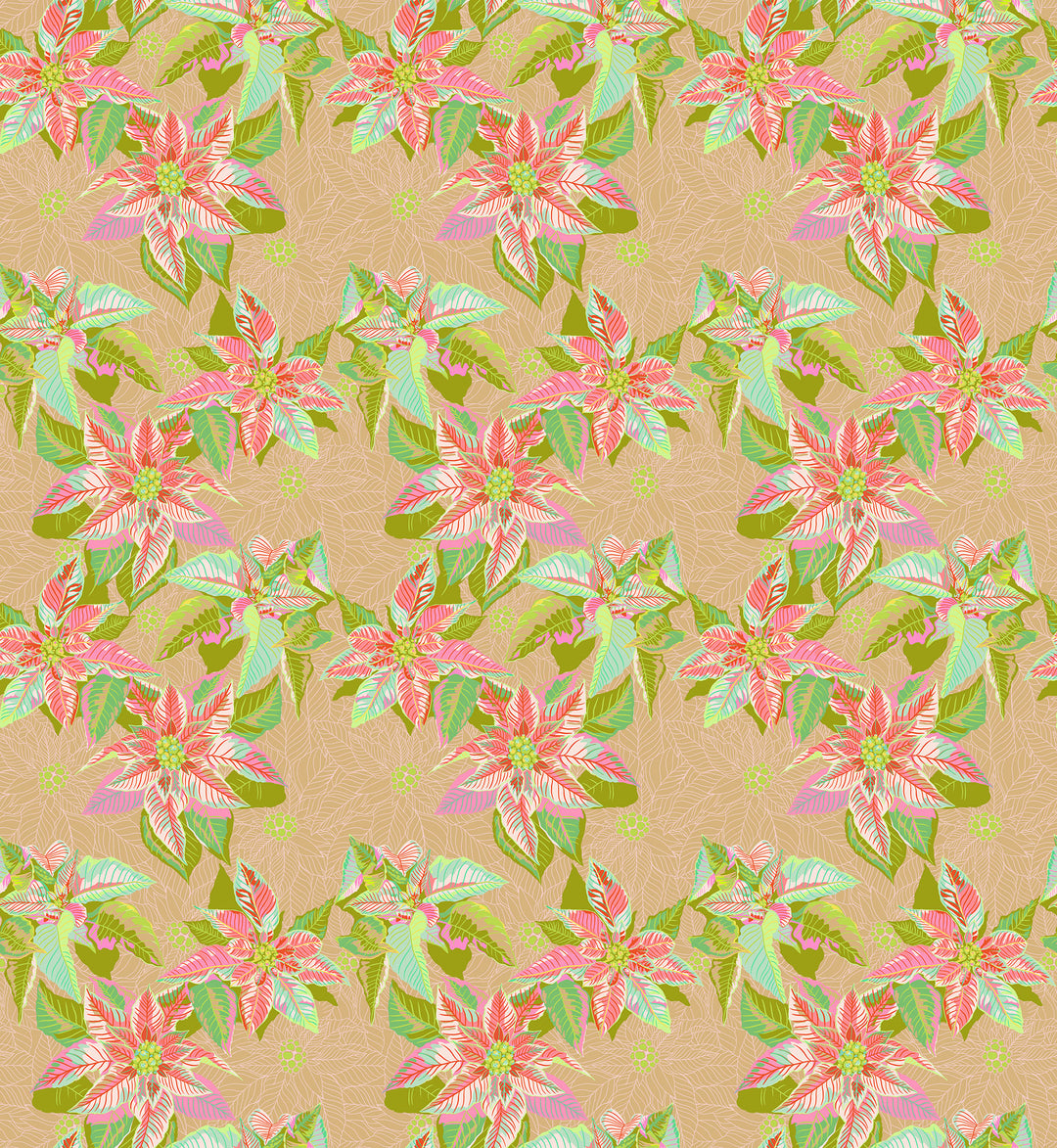 Poinsettia in Fresh quilting fabric, part of the Cozy Christmas fabric collection by Anna Maria Parry (SKU: AMT166-56V)