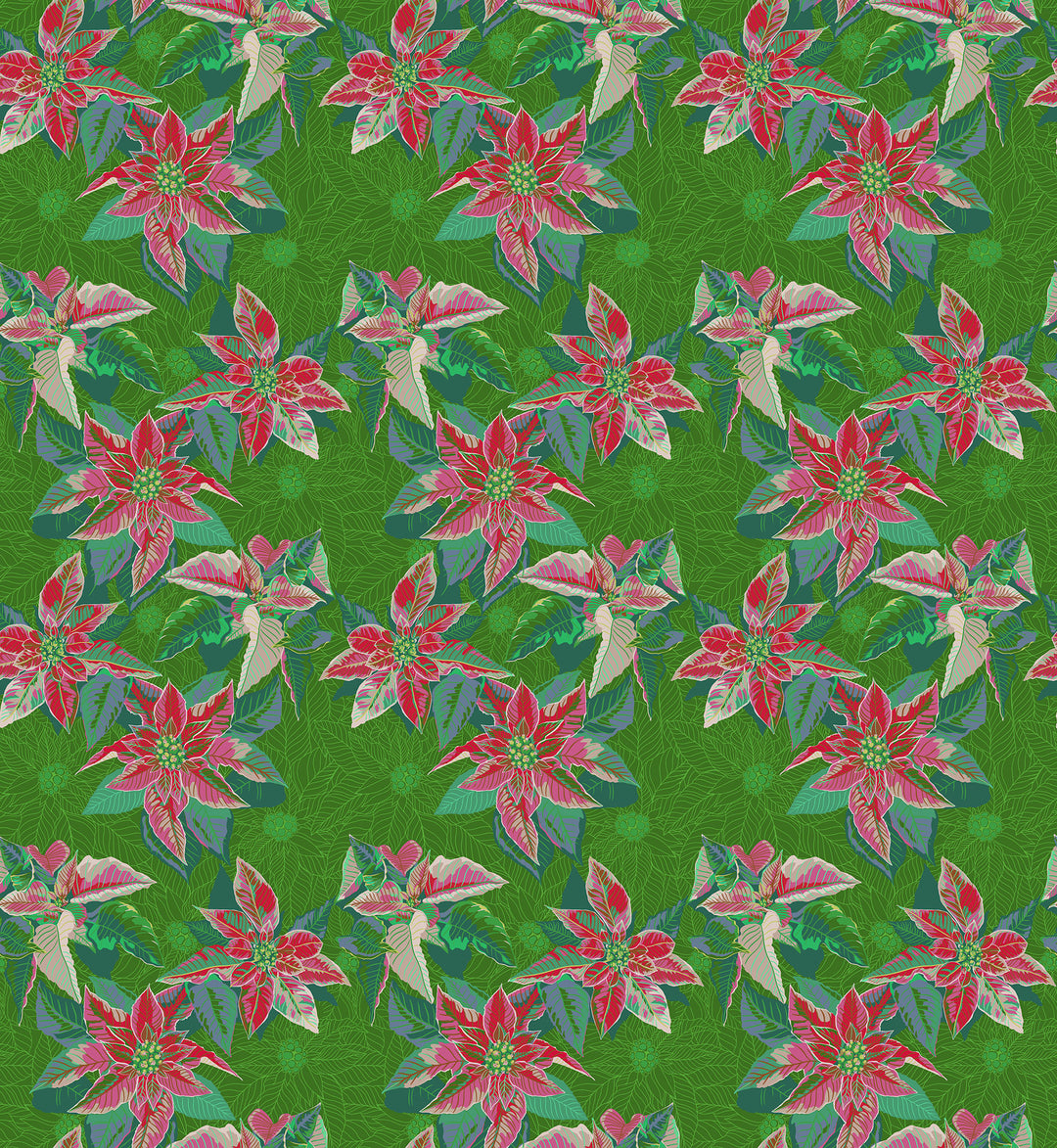 Poinsettia in Housewarming quilting fabric, part of the Cozy Christmas fabric collection by Anna Maria Parry (SKU: AMT166-72C)