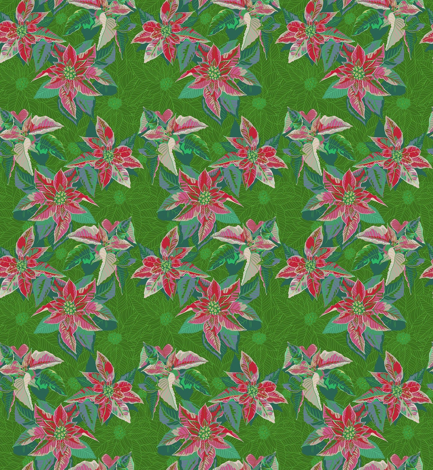 Poinsettia in Housewarming quilting fabric, part of the Cozy Christmas fabric collection by Anna Maria Parry (SKU: AMT166-72C)