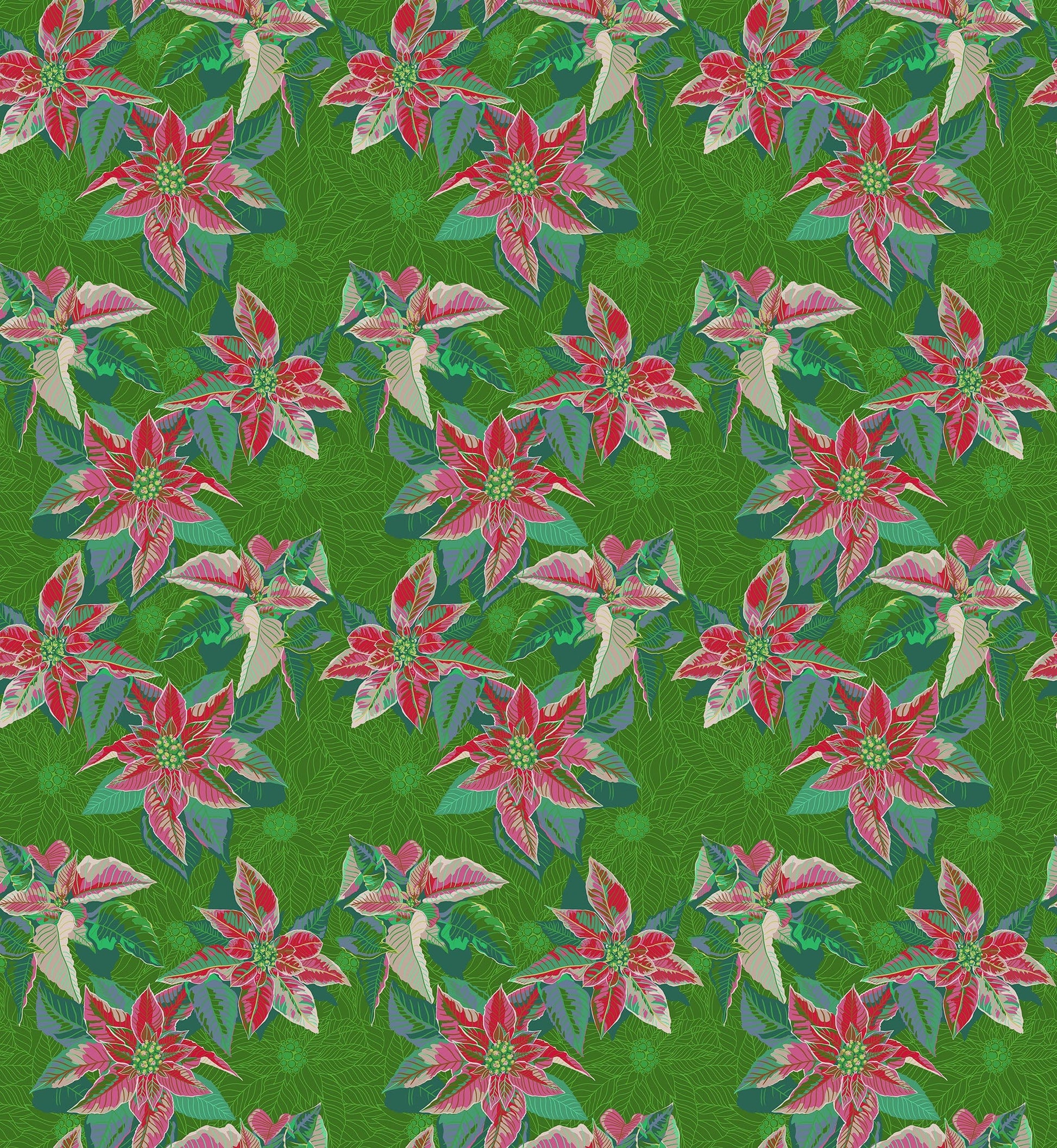 Poinsettia in Housewarming quilting fabric, part of the Cozy Christmas fabric collection by Anna Maria Parry (SKU: AMT166-72C)