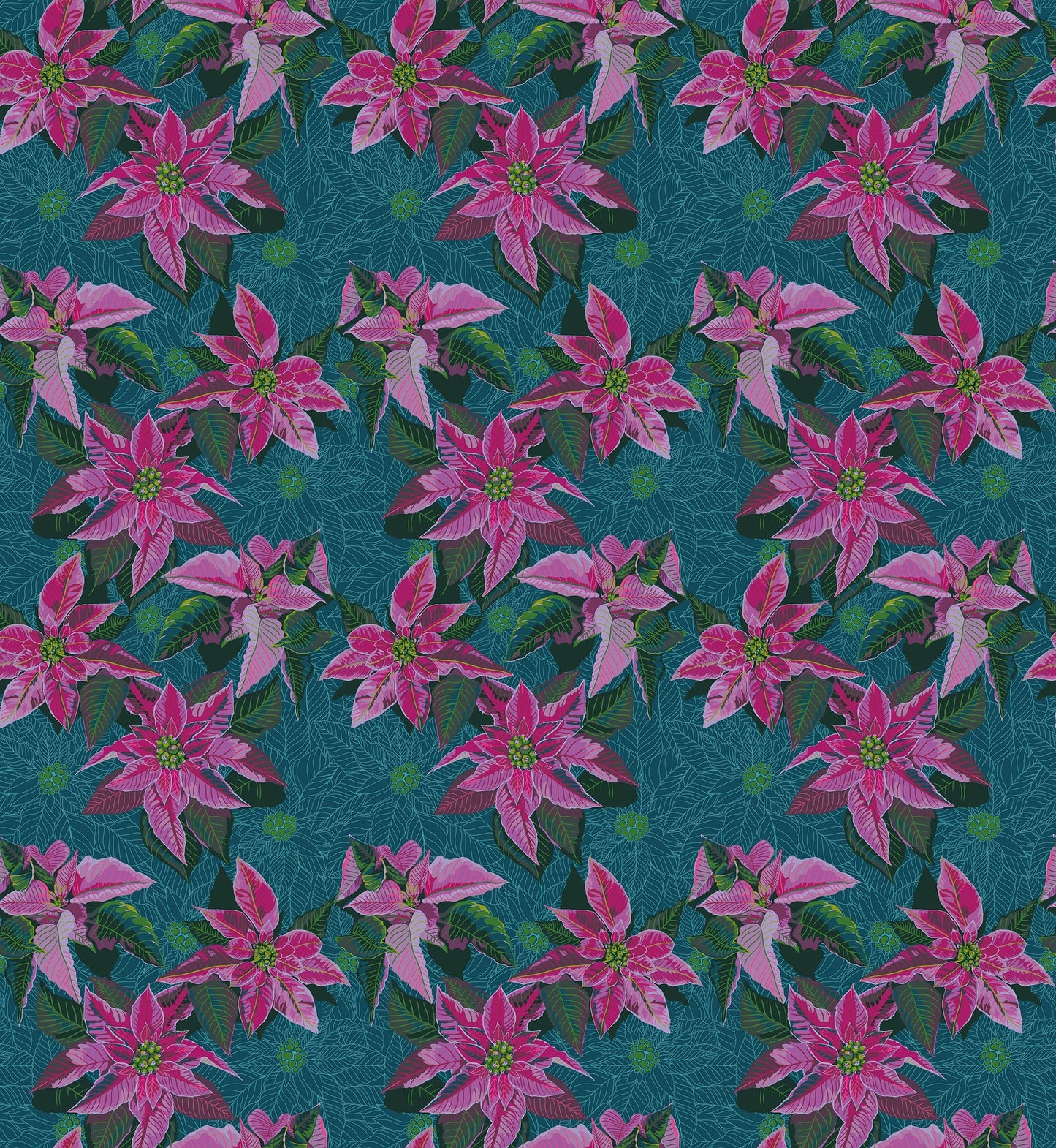 Poinsettia in Flourish quilting fabric, part of the Cozy Christmas fabric collection by Anna Maria Parry (SKU: AMT166-74L)