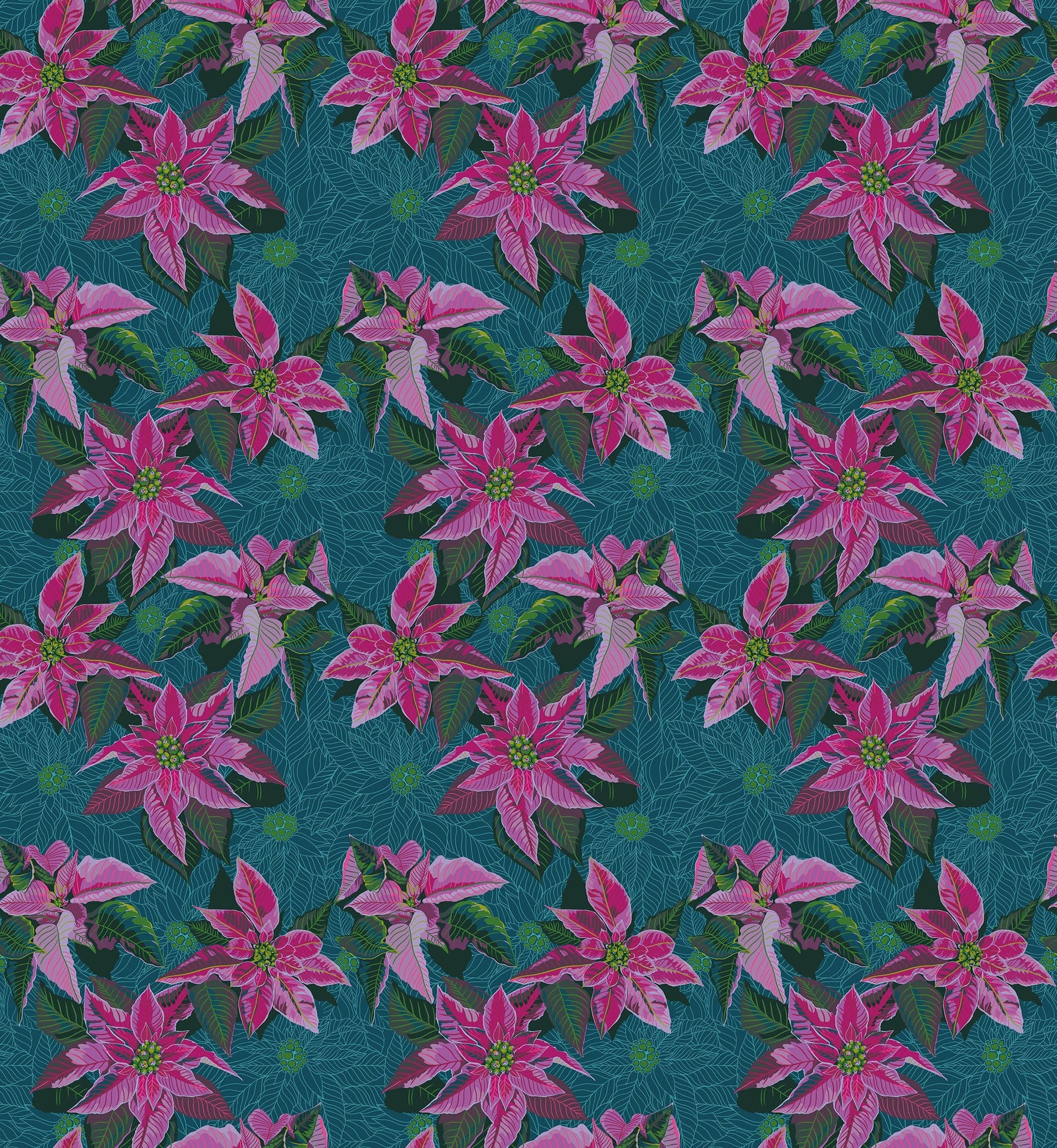 Poinsettia in Flourish quilting fabric, part of the Cozy Christmas fabric collection by Anna Maria Parry (SKU: AMT166-74L)