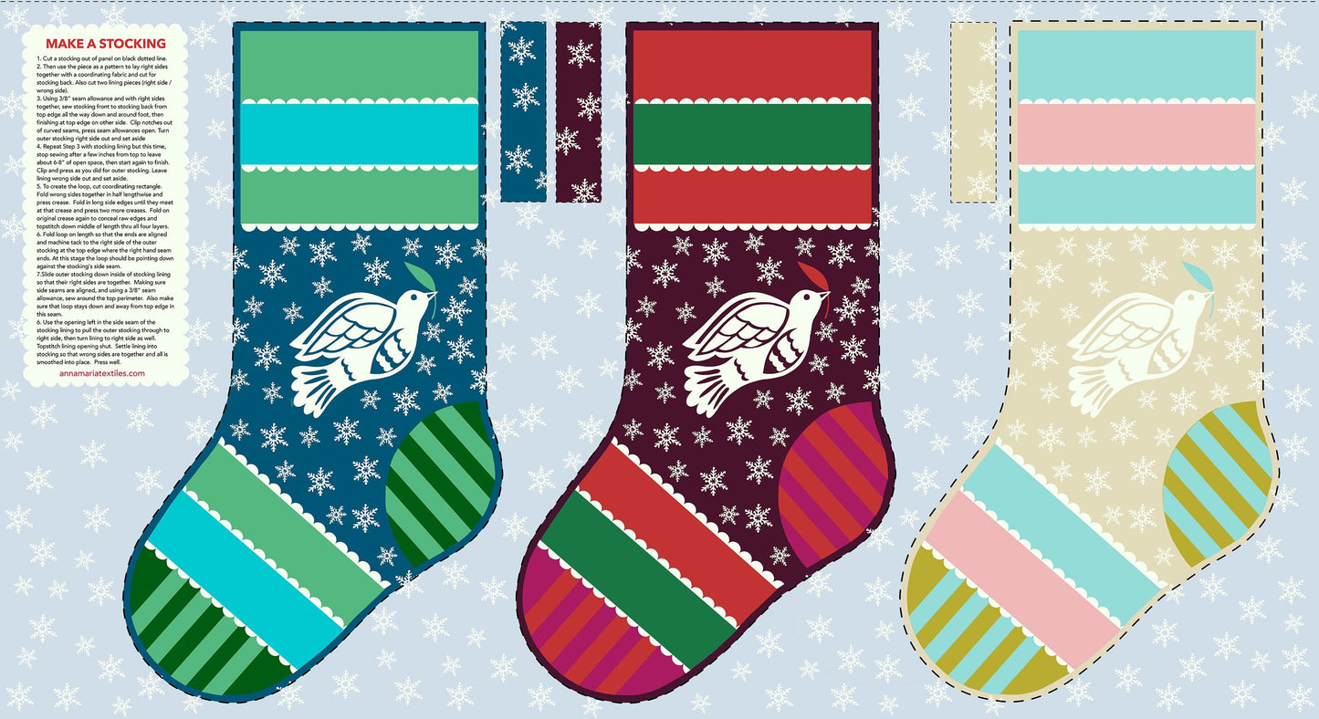 Stocking Panel - Cozy Christmas by Anna Maria Textiles - 24" x WOF Panel (Preorder)