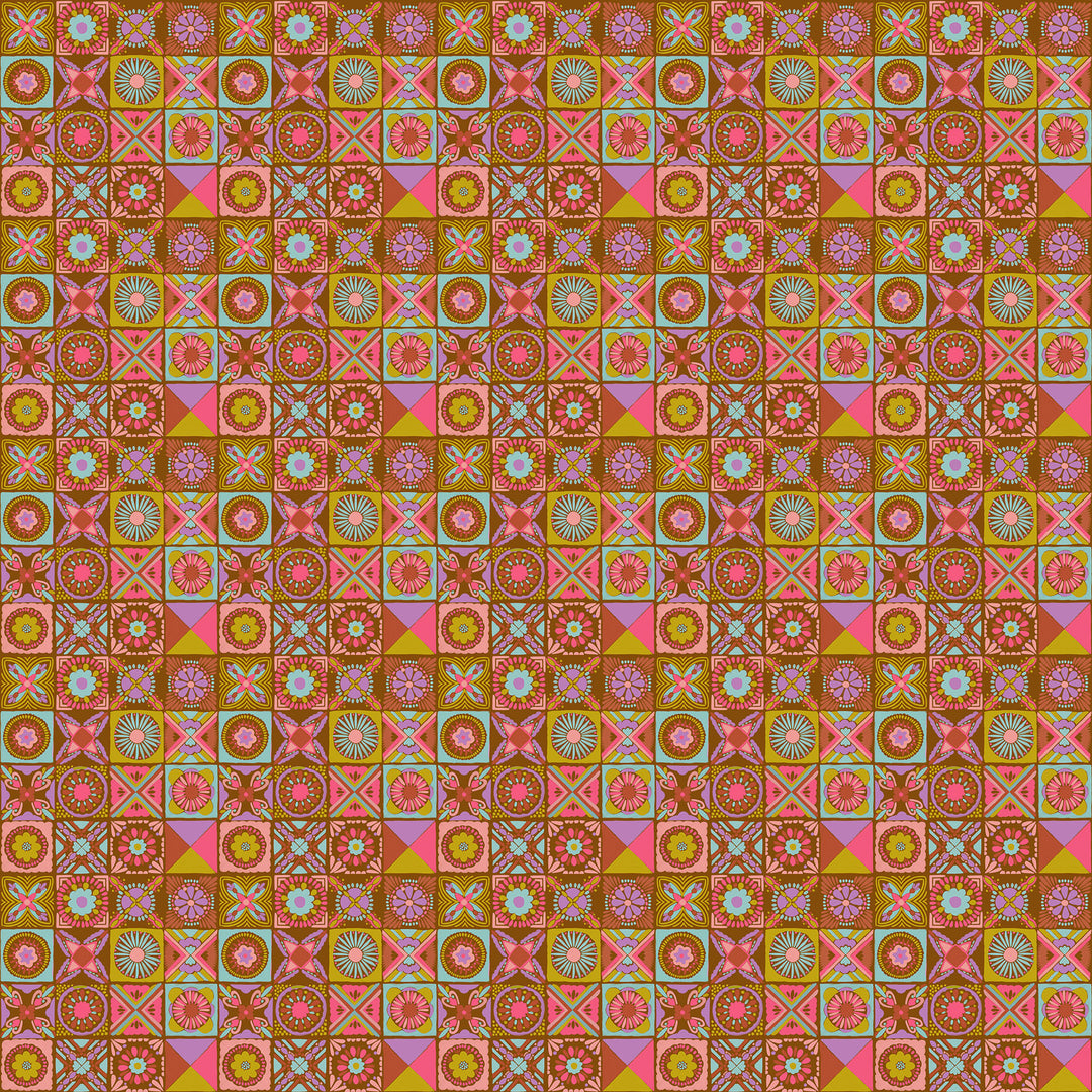 Cottage Kitchen in Rust quilting fabric, part of the Rhapsody fabric collection by Anna Maria Parry (SKU: AMT168-37C)