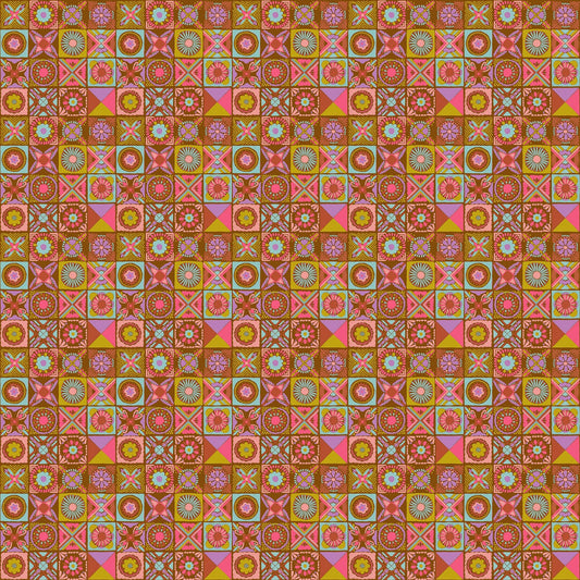 Cottage Kitchen in Rust quilting fabric, part of the Rhapsody fabric collection by Anna Maria Parry (SKU: AMT168-37C)